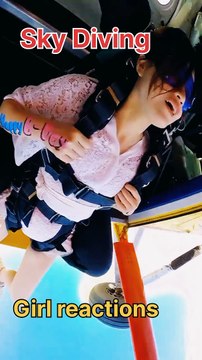 Sky Diving girl reaction shoking girl reactions #sky #skydiving #fallen #jump #plane #adventure #stunt #reactionboi #reels #trendingreels