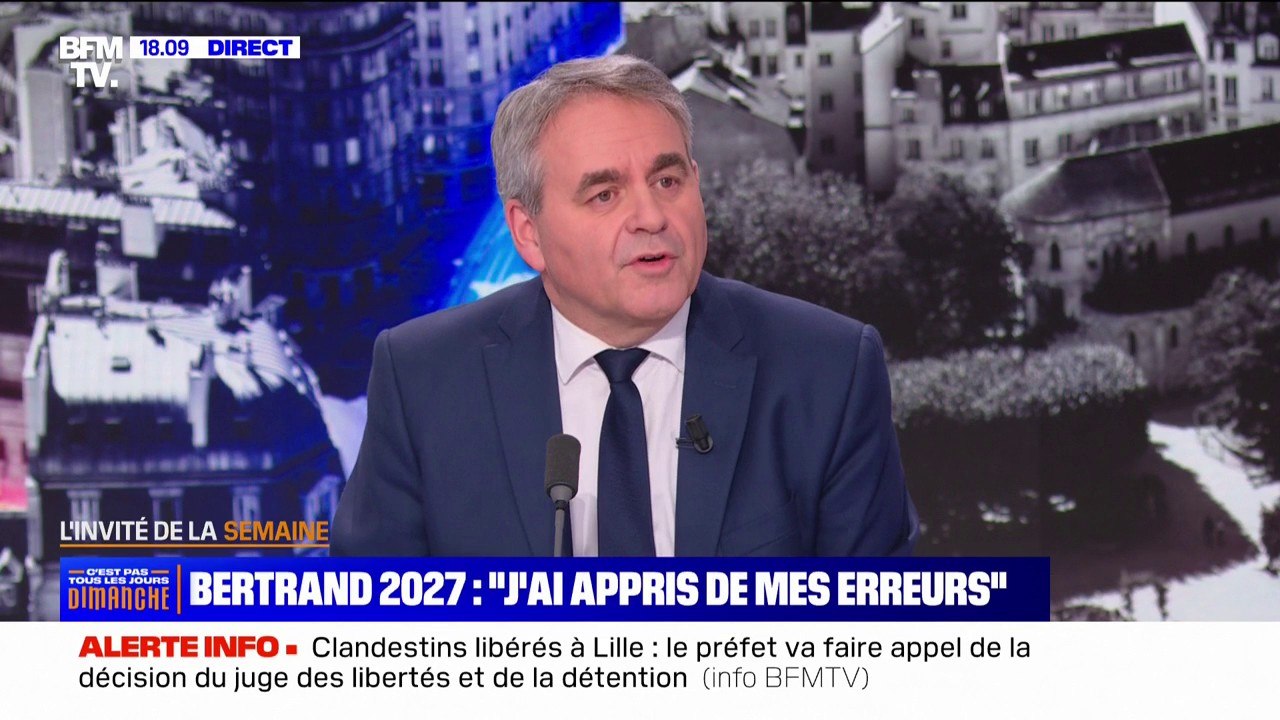 Xavier Bertrand candidat à la présidentielle 2027: "J'ai appris de mes erreurs et je n'ai pas l'intention de les commettre à nouveau"
