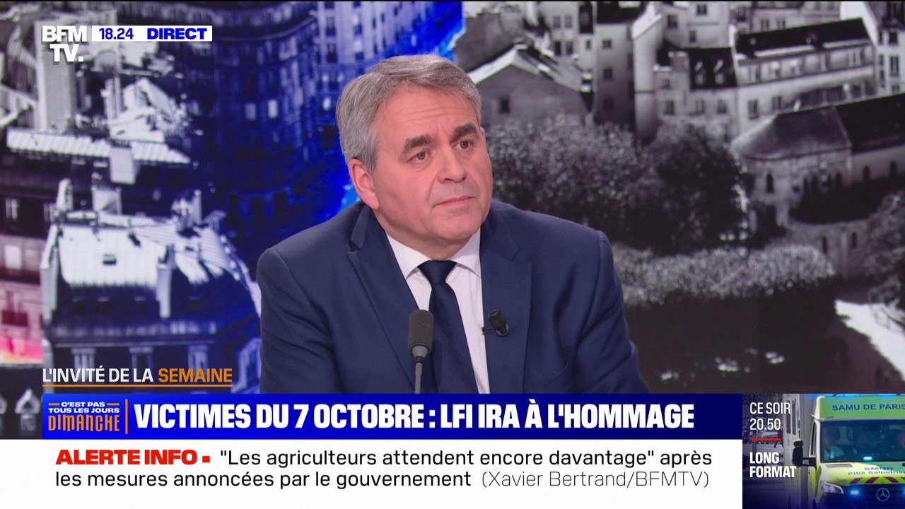 LFI présente à l'hommage aux victimes du Hamas? "Quelle honte de leur part", réagit Xavier Bertrand