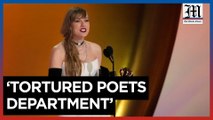 Taylor Swift unveils album 'Tortured Poets Department' at 2024 Grammys