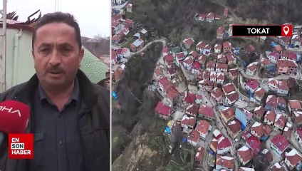 Tokat'ta heyelan, köyü ikiye böldü