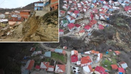 Tokat'ta heyelanların yaşandığı köy, ikiye ayırdı