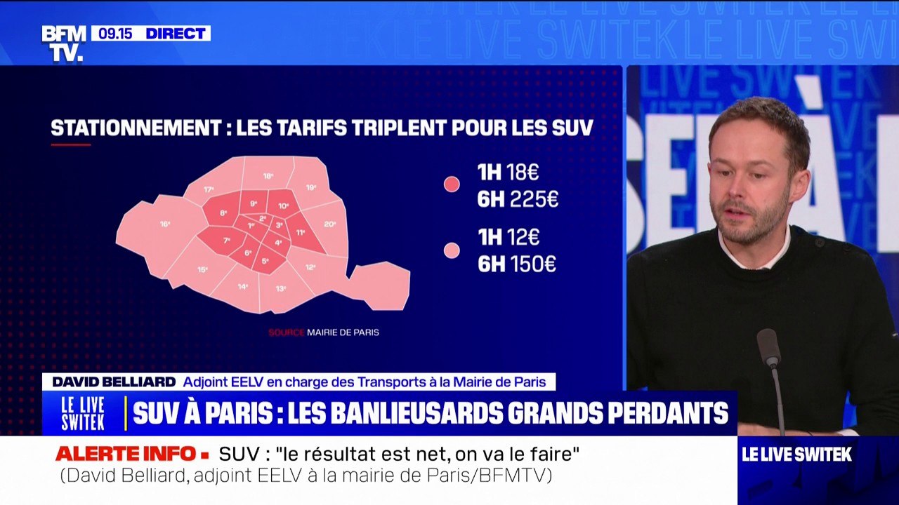 "On va le faire": David Belliard (adjoint EELV à la mairie de Paris) confirme le triplement des tarifs de stationnement pour les SUV