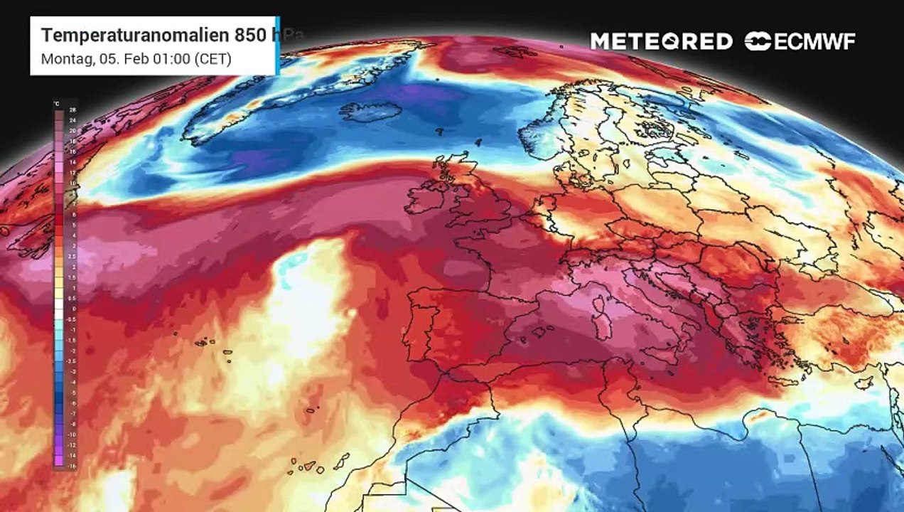 Scharfe Luftmassengrenze genau über Deutschland!