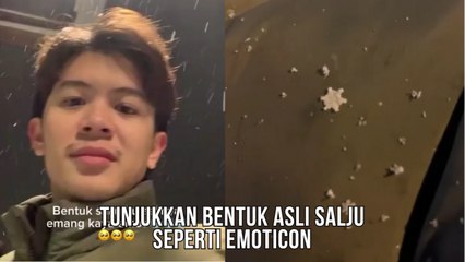 Seorang Pria Tunjukkan Bentuk Asli Salju yang Mirip Dengan Emoticon Salju