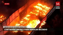 Continúan las labores para sofocar el incendio en San Nicolás de los Garza, NL
