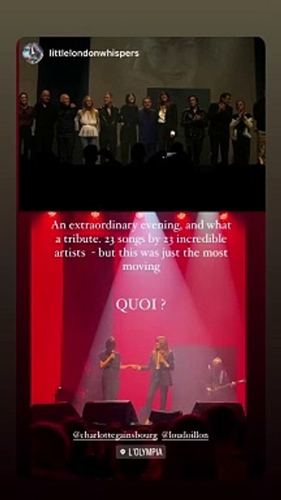 Lou Doillon et Charlotte Gainsbourg ont chacune interprété des chansons en solo puis ensembleAperçu du concert en hommage à Jane Birkin à l'Olympia le samedi 3 février 2024 en présence de ses filles Charlotte Gainsbourg et Lou Doillon