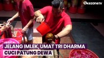 Jelang Imlek, Umat Tri Dharma Cuci Patung Dewa dan Bersihkan Klenteng Boo Hway Bio Jombang