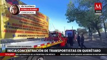 Transportistas se concentran en Querétaro para protestar por mayor seguridad
