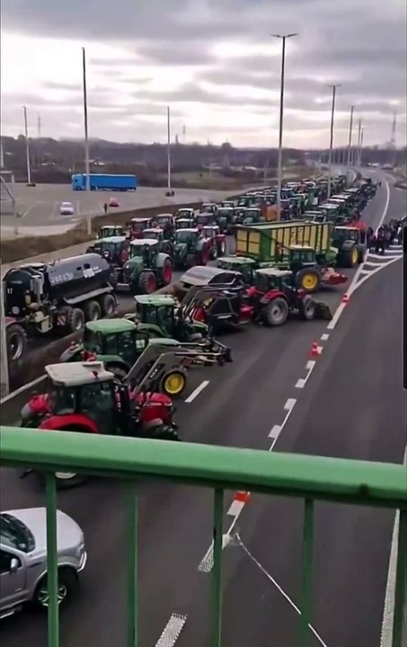 Des agriculteurs néerlandais bloquent la frontière entre les Pays-Bas et la Belgique dans les deux sens de circulation sur l'autoroute à Maastricht.