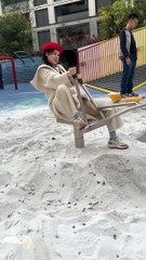 Girl playing with snow