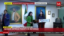 Luisa María Alcalde entrega paquete de reformas de AMLO en la Cámara de Diputados