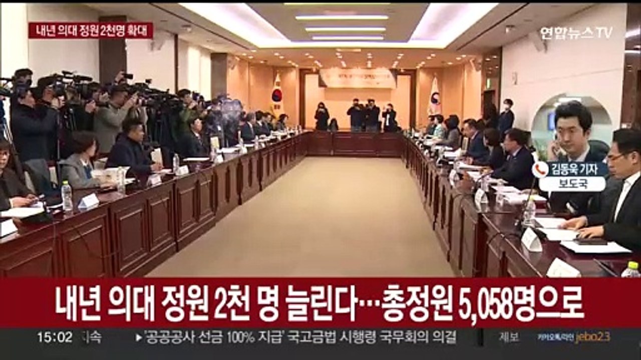 내년 의대 정원 2천명 확대…의사협회 총파업 예고