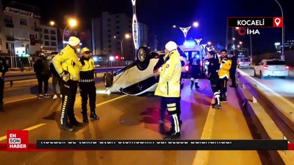 Kocaeli'de takla atan otomobilin sürücüsü bulunamadı