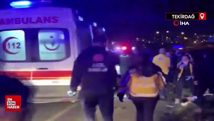 Tekirdağ'da paramparça olan araçtan 3 genç sağ çıkarıldı