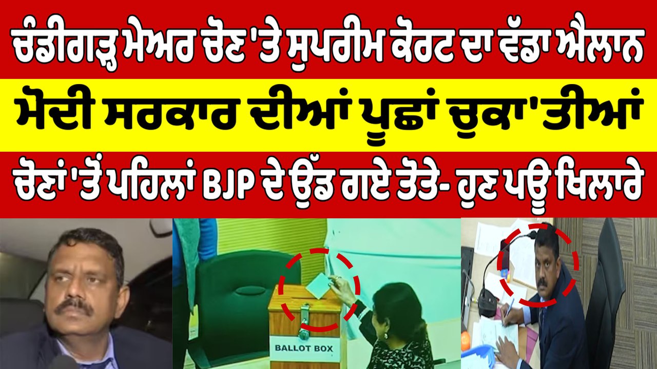 ਚੰਡੀਗੜ੍ਹ ਮੇਅਰ ਚੋਣ 'ਤੇ ਸੁਪਰੀਮ ਕੋਰਟ ਦਾ ਵੱਡਾ ਐਲਾਨ, ਮੋਦੀ ਸਰਕਾਰ ਦੀਆਂ ਪੂਛਾਂ ਚੁਕਾ'ਤੀਆਂ |OneIndia Punjabi