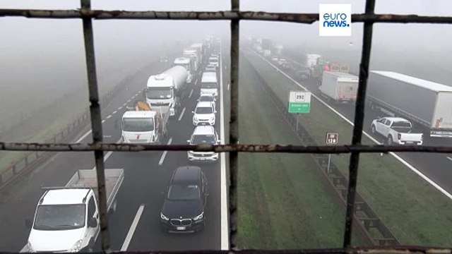 Италия. Массовые аварии и пробки из-за плохой погоды