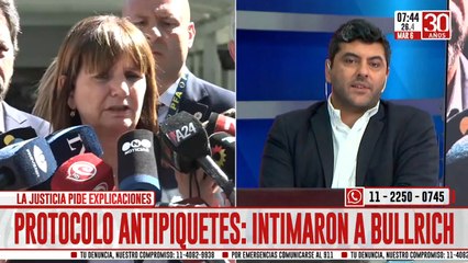 La justicia intimó a Patricia Bullrich por el protocolo antipiquetes