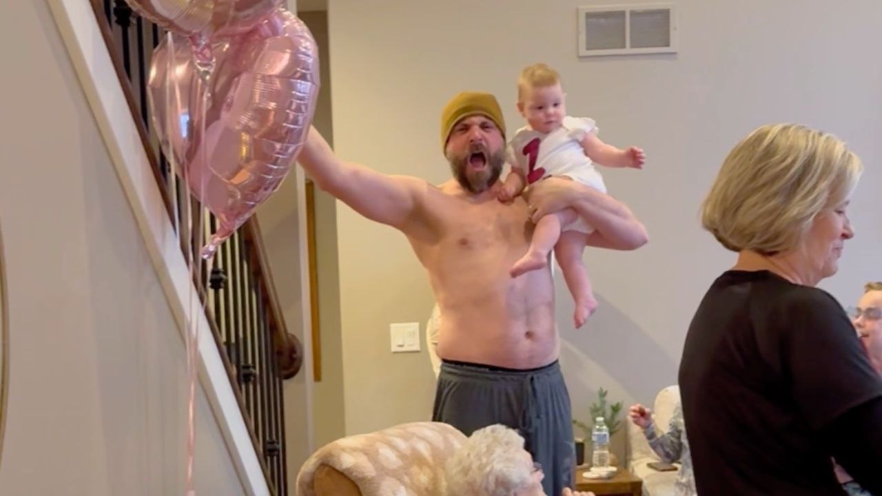 Dad Makes Surprise Jason Kelce-style Entrance At Kids' Taylor Swift Party | Happily TV