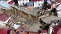 Heyelan nedeniyle cami ve 5 ev yıkılan Günebakan köyü havadan görüntülendi