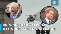 Llega a Londres el príncipe Harry a visitar al Rey Carlos III tras su diagnóstico de cáncer