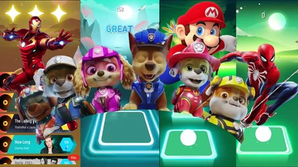 Iron Man vs PAW Patrol vs Super Mario vs Spiderman Tiles Hop