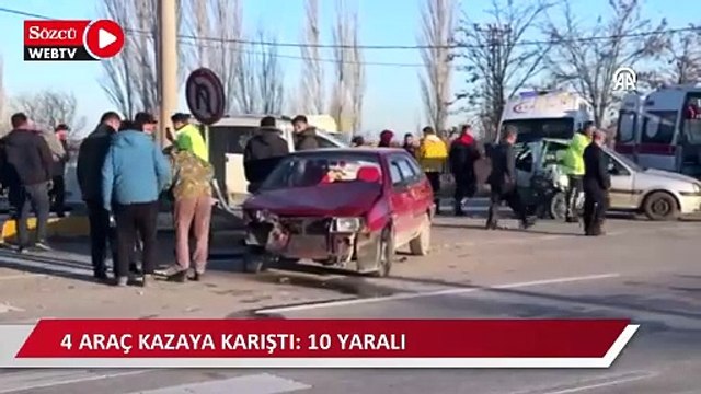 4 aracın karıştığı trafik kazasında 10 kişi yaralandı