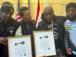 Birdman and Slim receive the keys to the city of New Orleans