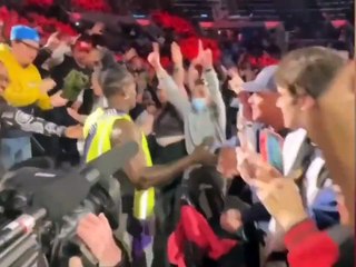 R Truth giving away free Judgement day T shirt during The Miz vs JD McDonagh on WWE Raw (February 5 2024)