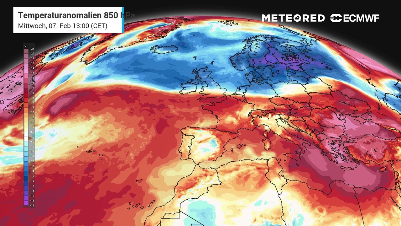 Was für starke Temperaturanomalien in rund 1500 m Höhe! So wird das nichts mit Winterwetter!