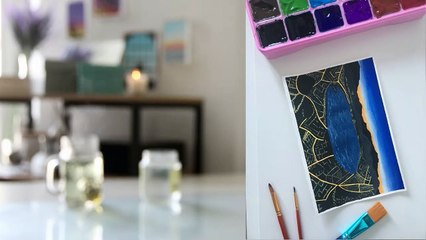 I tried gouache and here is what happened _ Seascape gouache painting easy step by step for beginner