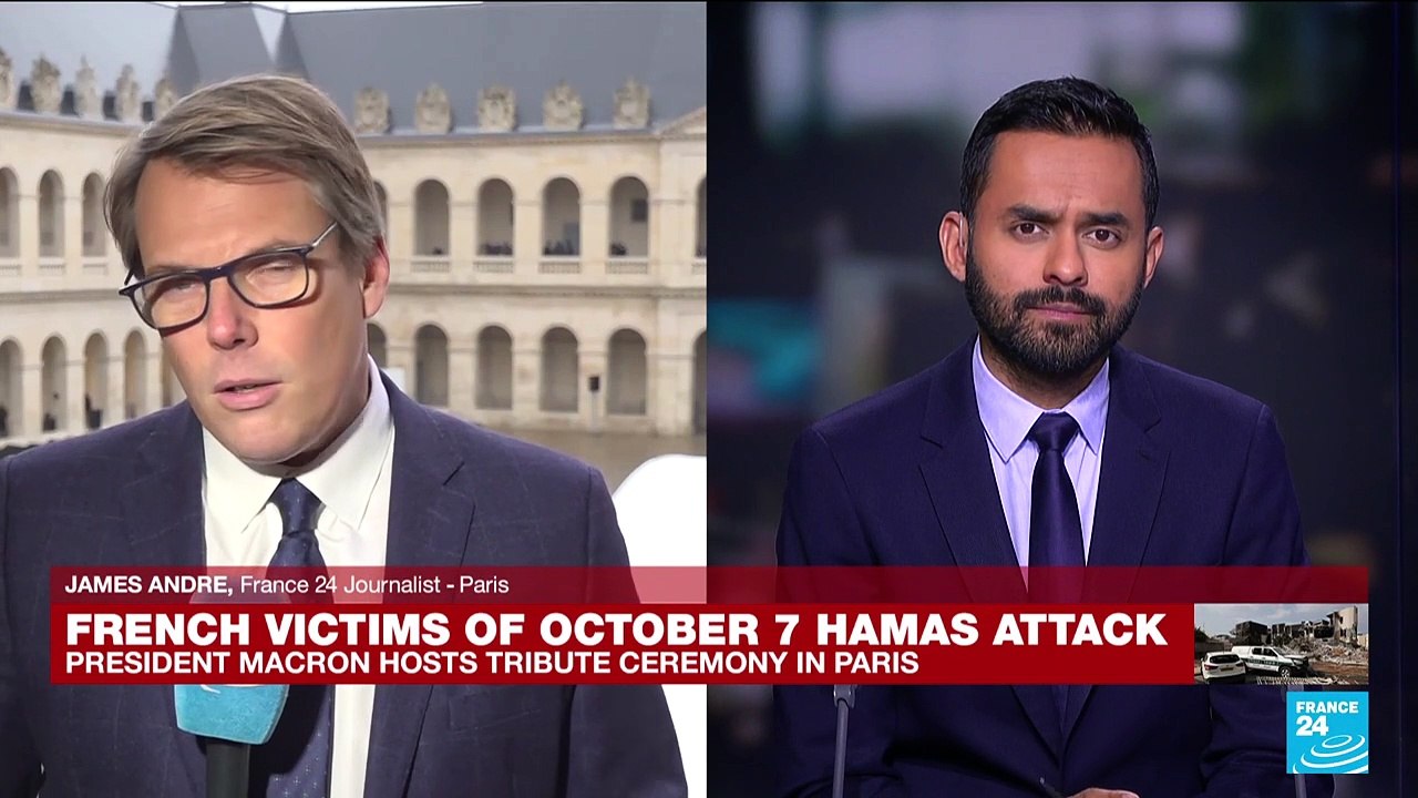 Macron hosts tribute to French victims of Hamas attack in Israel