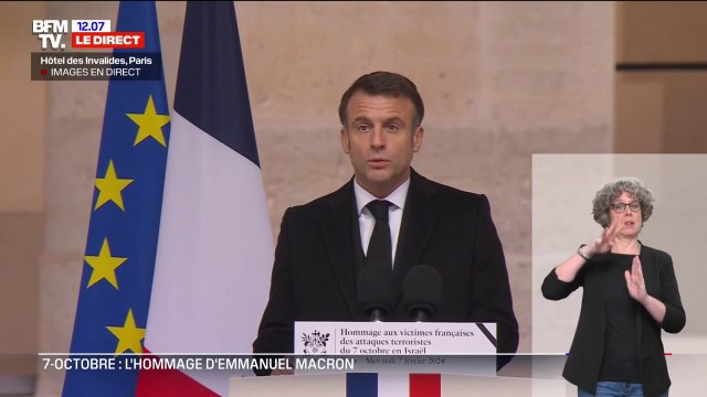 Hommage aux victimes françaises du 7 octobre: Emmanuel Macron évoque les trois vies qui sont encore prisonnières , symbolisées par trois chaises vides