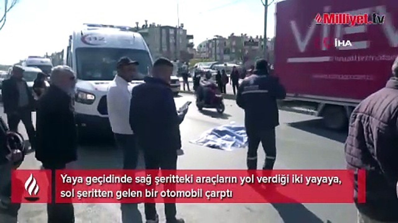 Yaya geçidi eceli oldu! Kamyonet yol verdi otomobil ezdi