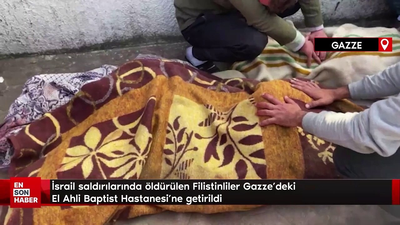 İsrail saldırılarında öldürülen Filistinliler Gazze’deki  El Ahli Baptist Hastanesi’ne getirildi