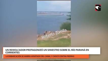 Un remolcador protagonizó un siniestro sobre el río Paraná en Corrientes
