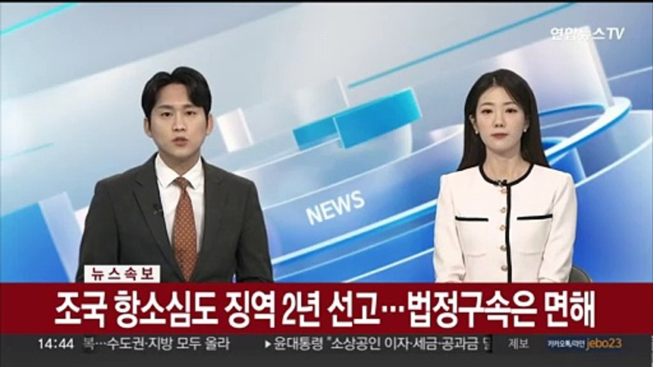 [속보] 조국 항소심도 징역 2년 선고…법정구속은 면해