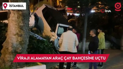 Eyüpsultan'da virajı alamayan araç çay bahçesine uçtu