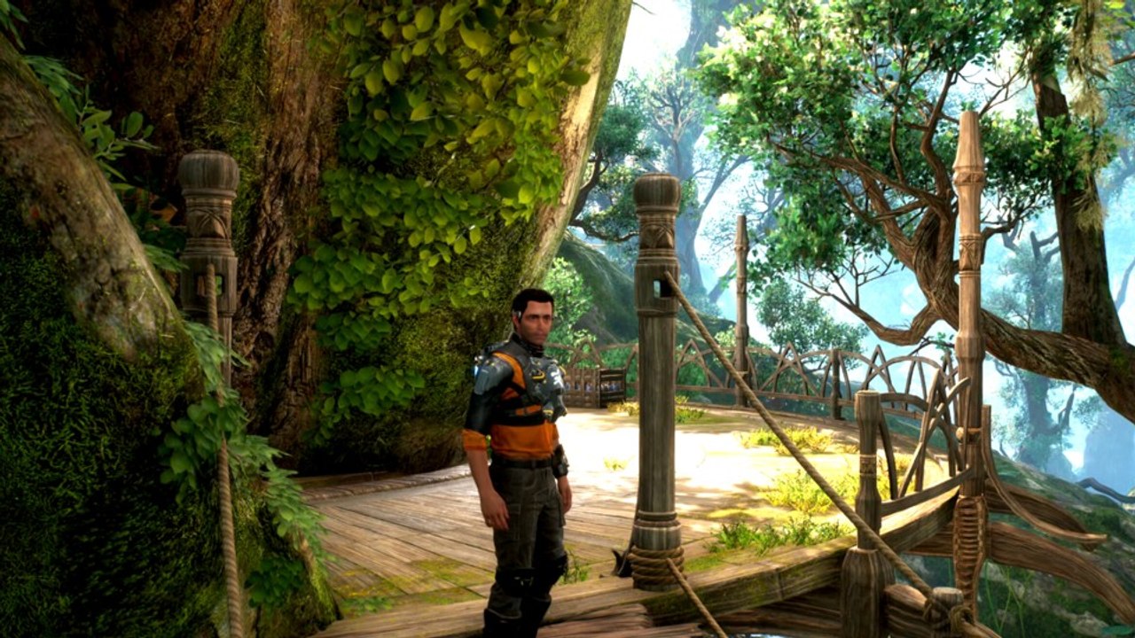 Wir erkunden in Outcast: A New Beginning eine Baumstadt