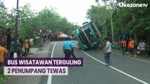 Bus Wisatawan Terguling di Jalan Mangunan Bantul, 2 Penumpang Tewas