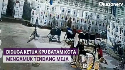 Detik-Detik Diduga Ketua KPU Batam Kota Mengamuk Tendang Meja