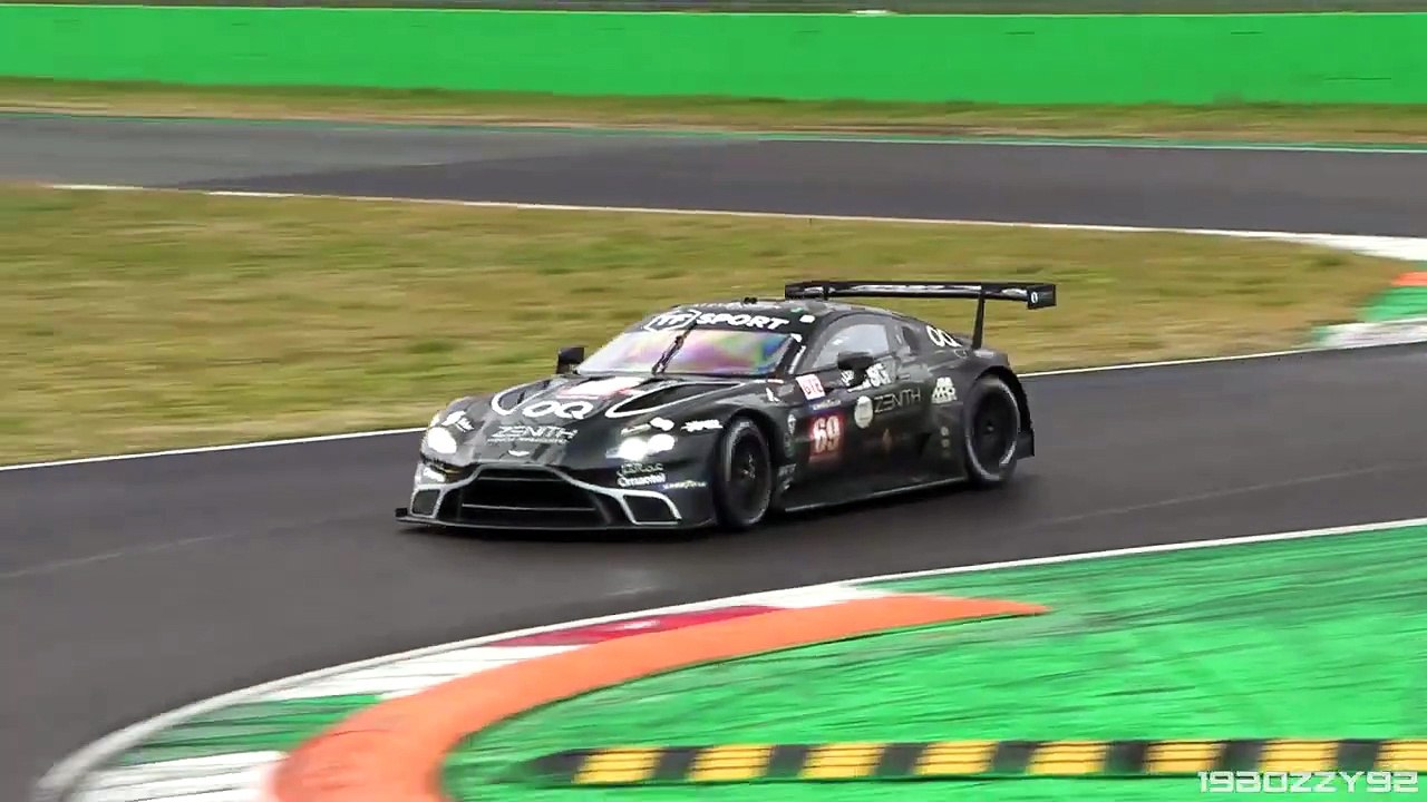 Race Cars on wet-humid Monza- Traction Control Noises, Powerslides, Mistakes & Pure Sounds!