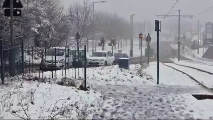 Abandoned cars at Birley Lane, Sheffield, following heavy snowfall