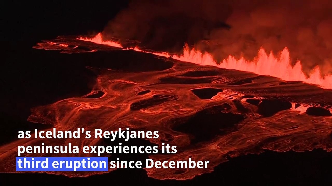 Lava spews from erupting volcano on Iceland's Reykjanes peninsula