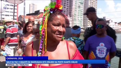 Galo da Paz: o Gigante da Madrugada está erguido na Ponte Duarte Coelho