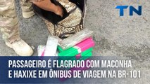 Passageiro é flagrado com maconha e haxixe em ônibus de viagem na BR-101