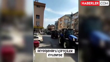 Konya'da çiftçilerden traktör konvoylu eylem