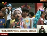 Trabajadores de VTV en compañia de los niños dan la bienvenida al Carnaval 2024