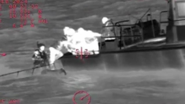 Sailors minutes away from sinking saved by US Coast Guard