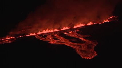 Lava spews from erupting volcano on Iceland's Reykjanes peninsula